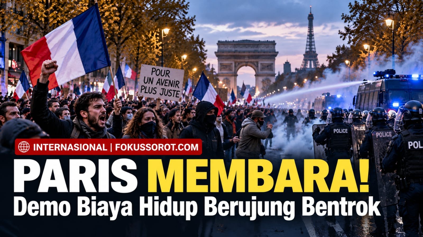 Paris Membara! Demonstrasi Biaya Hidup Berujung Bentrok, Polisi Tembakkan Gas Air Mata